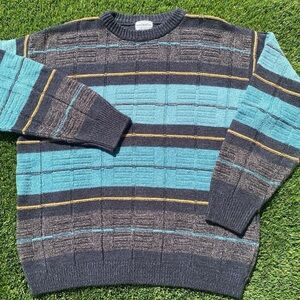 Vintage 90s Montecatini Made in Italy Striped Sweater M Acrylic Viscose